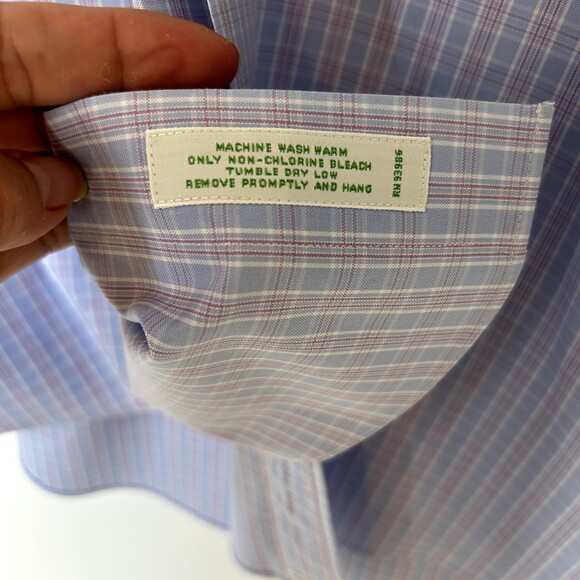 BROOKS BROTHERS Men's Dress Shirt Blue 15.5 36 Check Non-Iron French Cuff - Picture 7 of 7